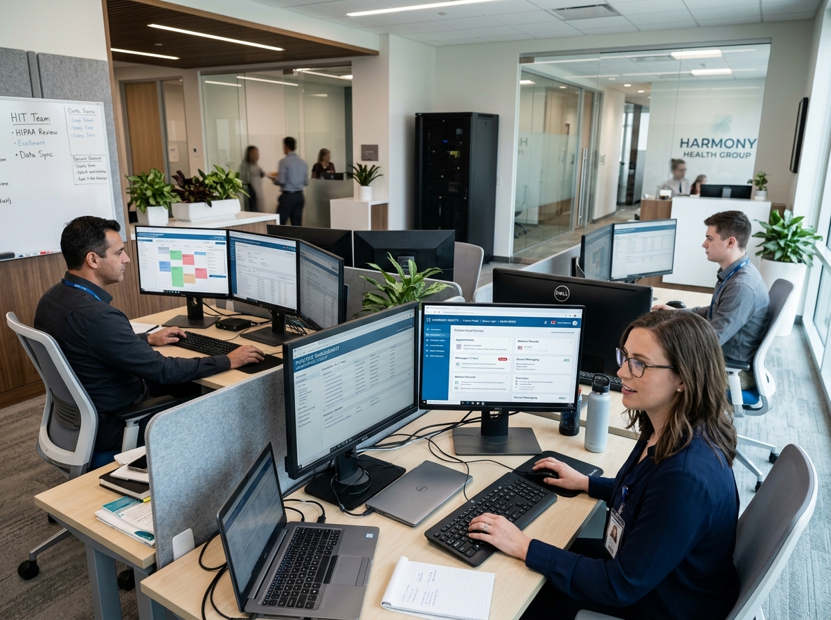 Healthcare technology team developing medical software