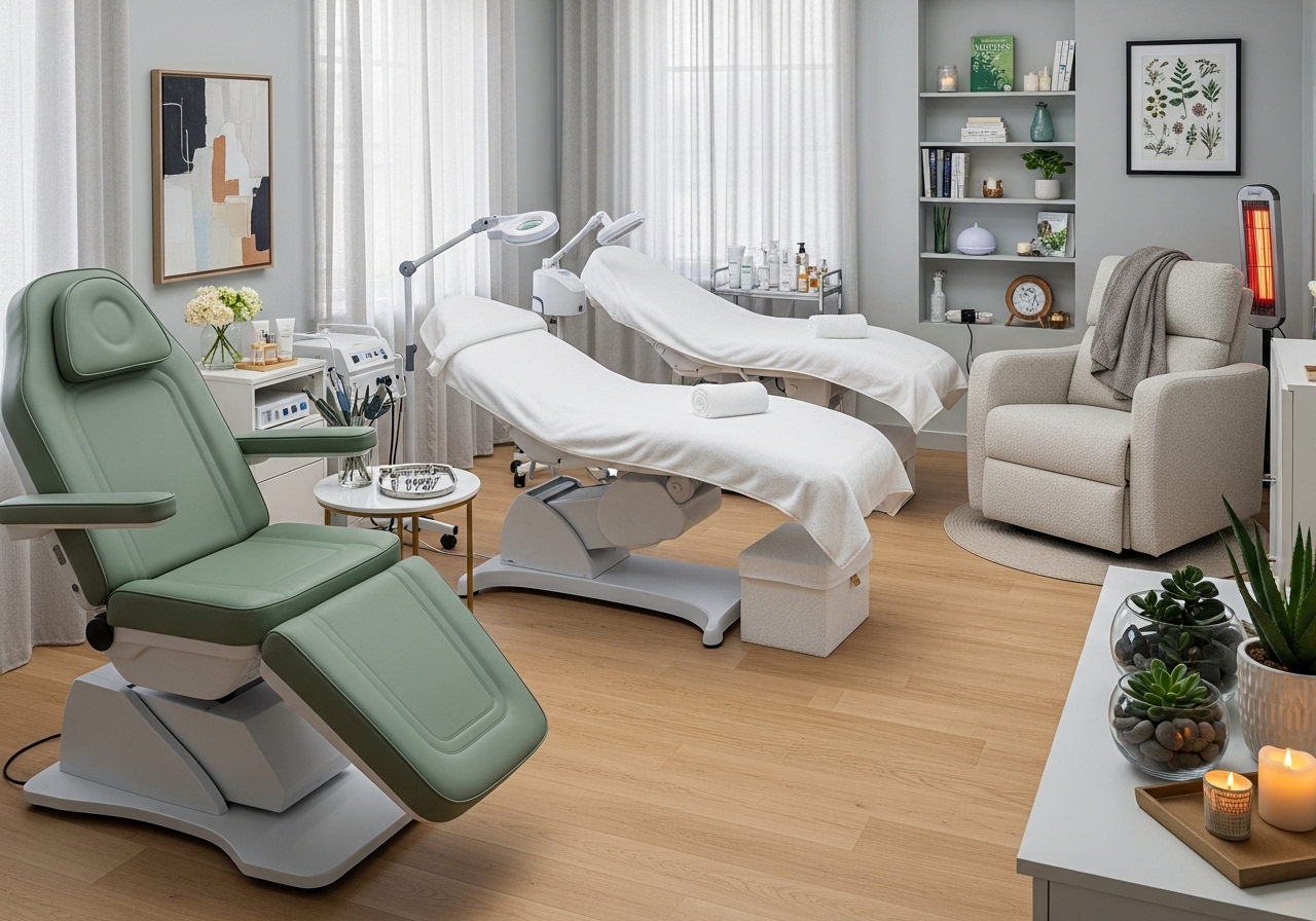 Medical spa treatment room showing diverse service options and equipment