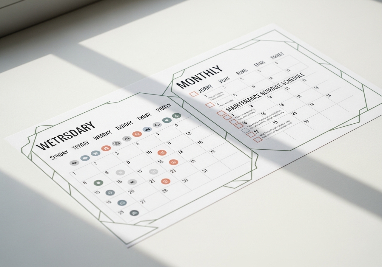Treatment maintenance timeline and scheduling calendar