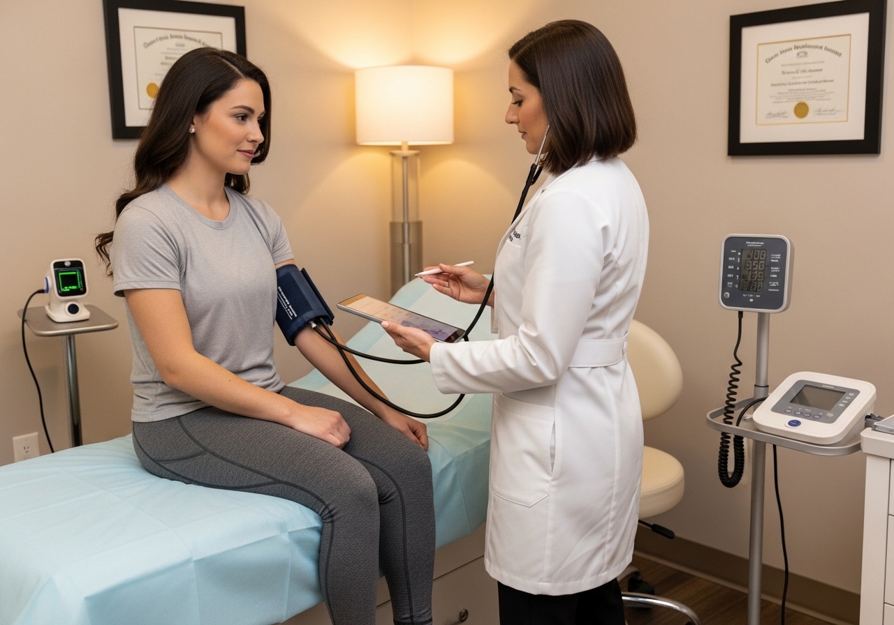 Medical practitioner conducting weekly check-in with weight loss patient
