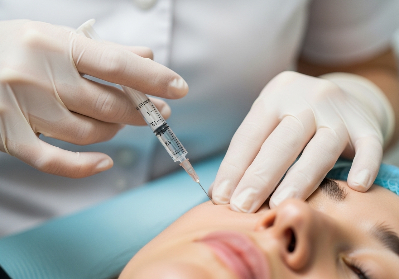 Medical professional performing precise Botox injection treatment