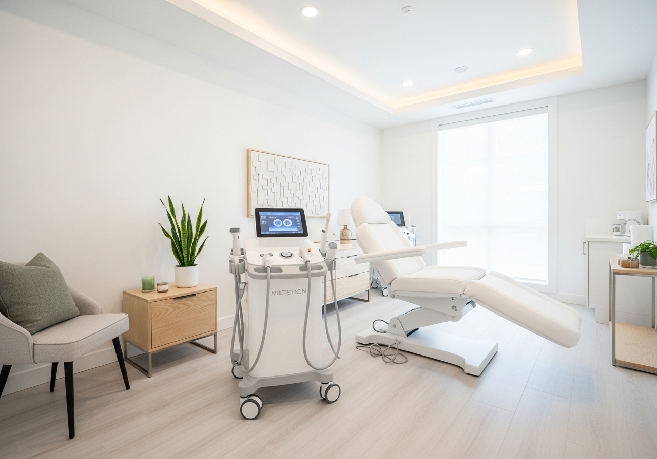Modern treatment room with advanced aesthetic equipment at Lakewood location