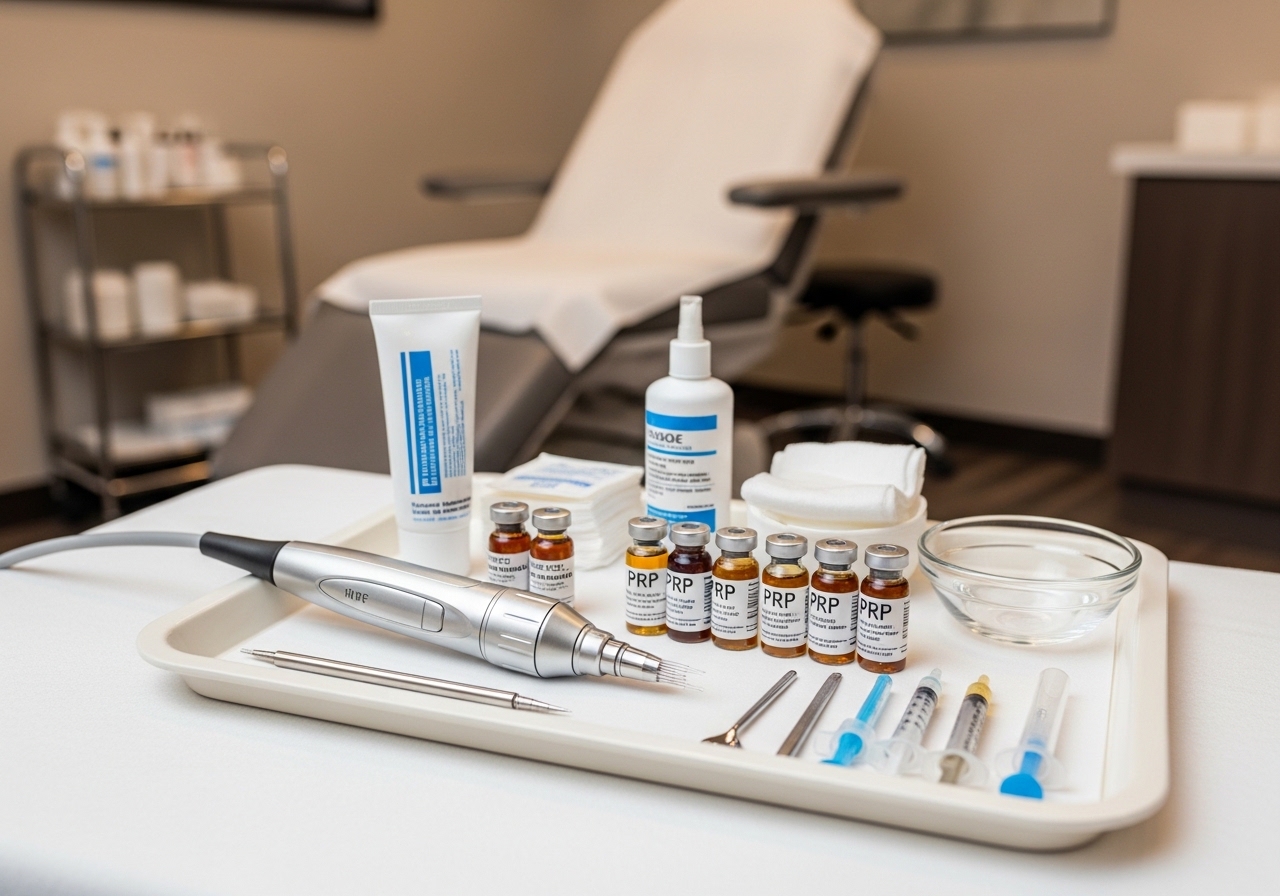 RF microneedling and PRP combination treatment setup
