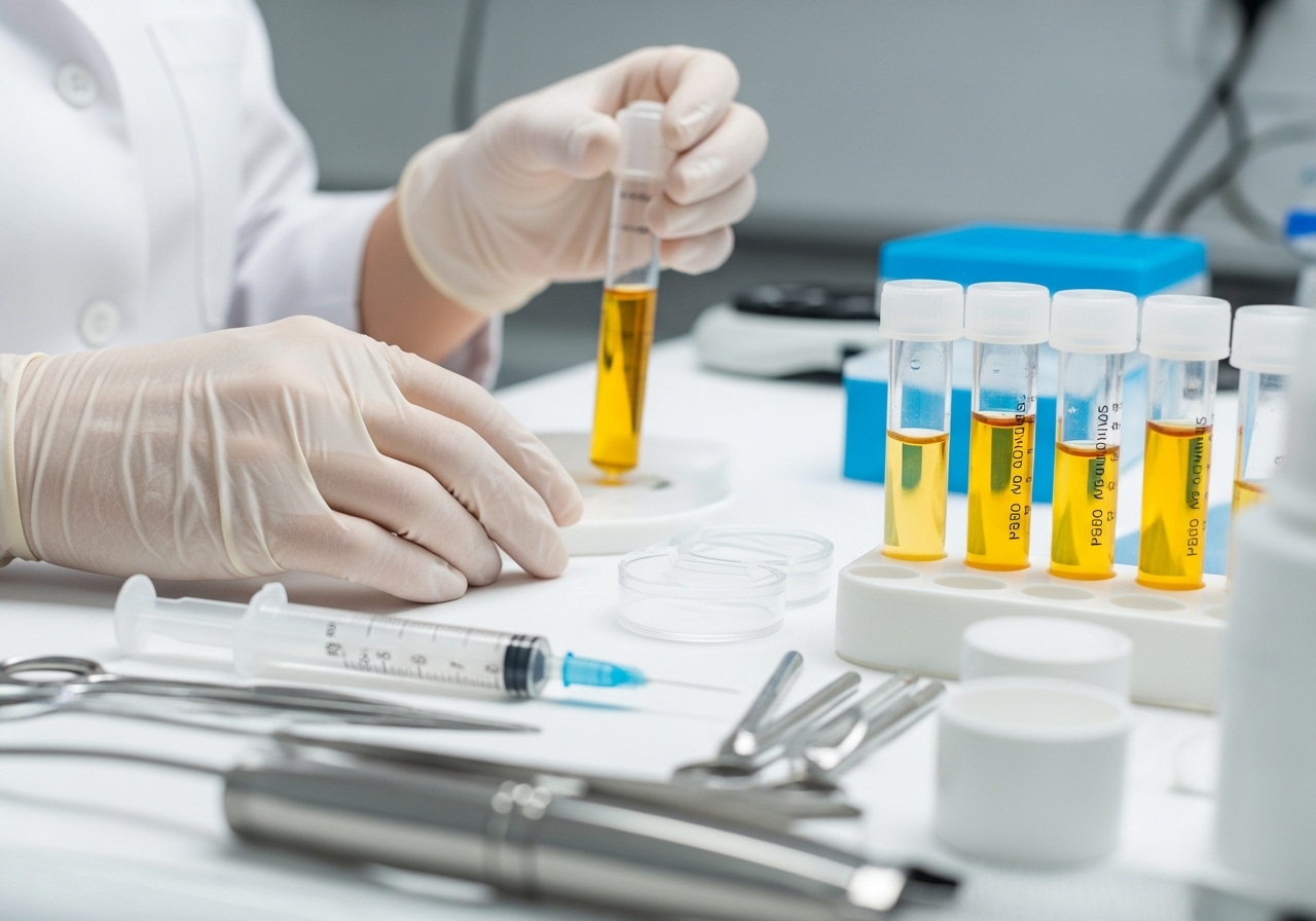 Medical professional preparing PRP therapy for enhanced laser treatment results