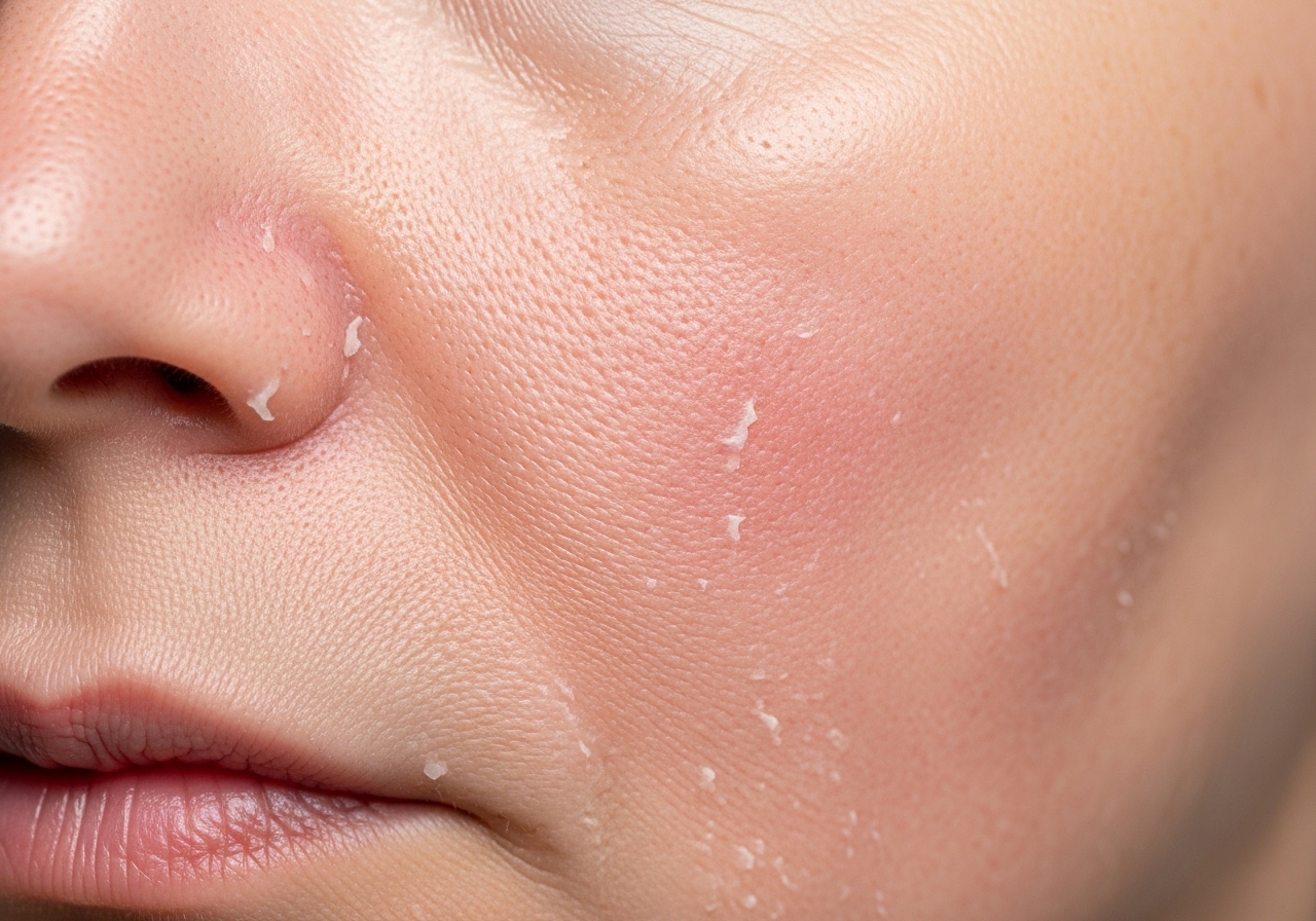 Facial skin showing renewal and texture improvement 4-7 days post-treatment