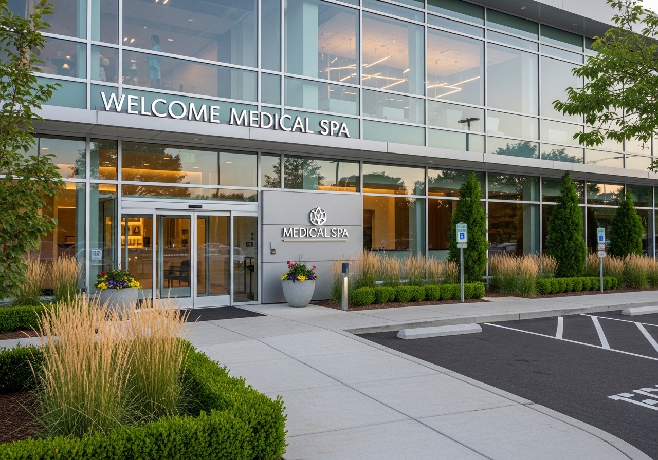 Modern medical spa exterior showing professional facilities and accessibility