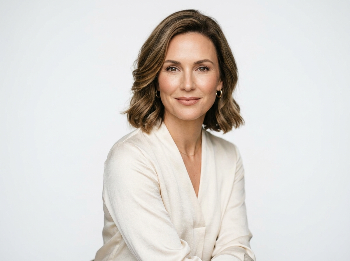 Woman showing natural cheek enhancement results