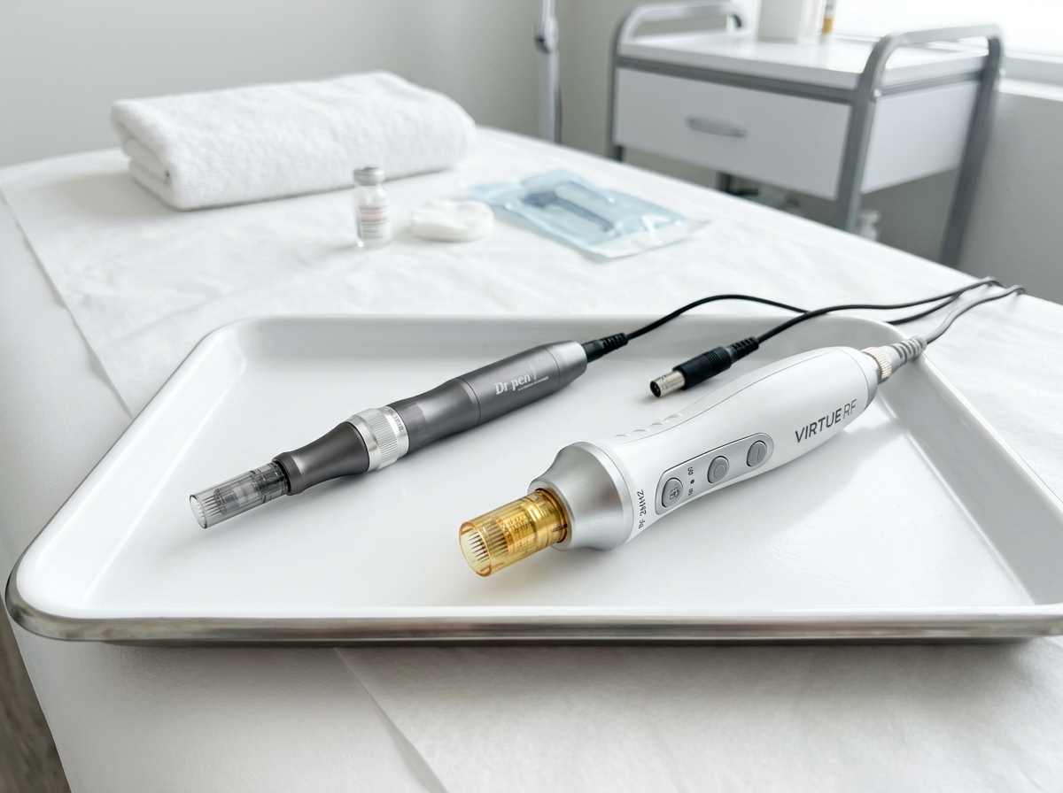 Comparison of traditional microneedling device and RF microneedling device