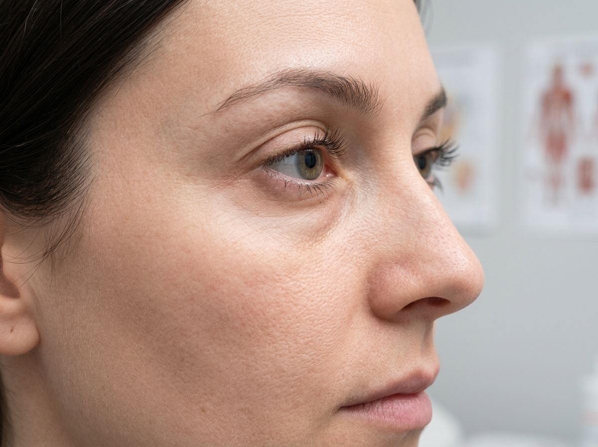 Side profile showing under eye and tear trough anatomy