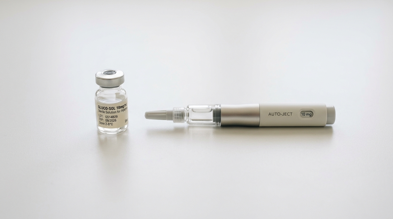 GLP-1 medication vial and auto-injector pen displayed on a neutral background for educational purposes.